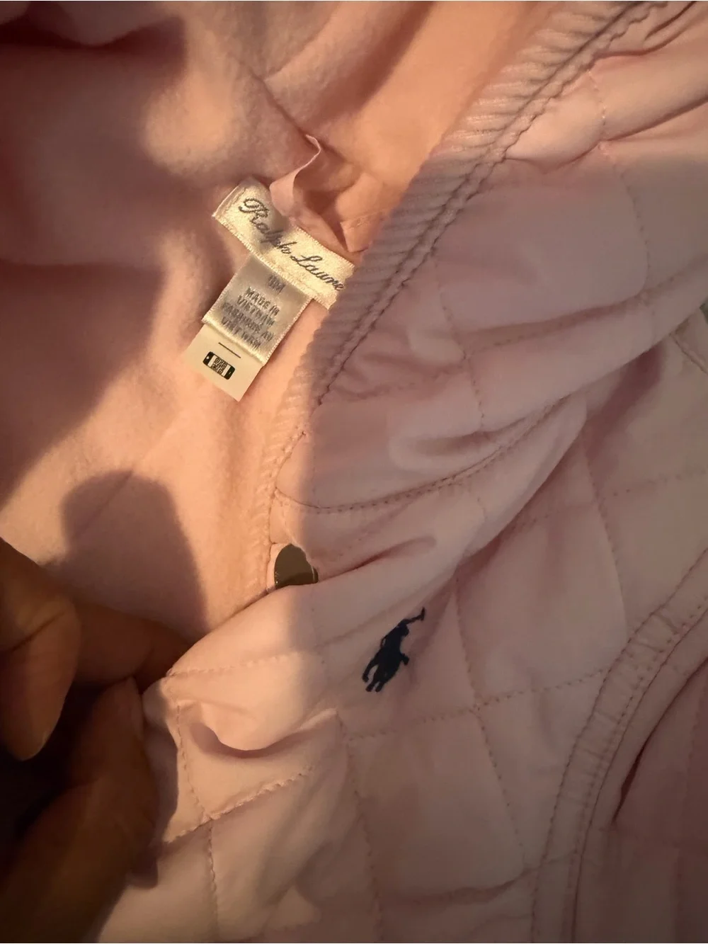 Ralph Lauren Quilted Pink Hooded Baby One-Piece Footed Snowsuit
